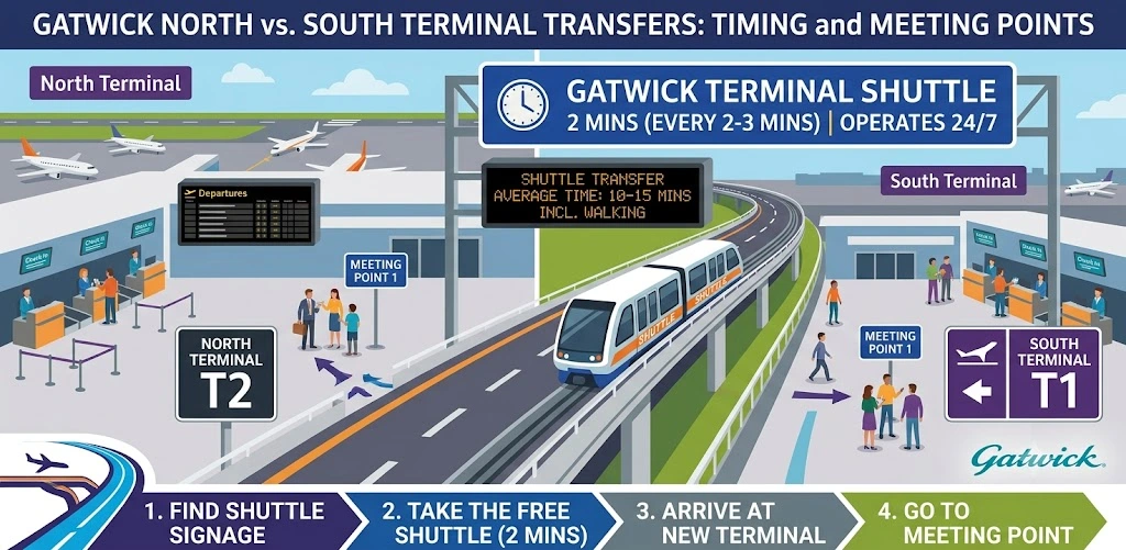 Gatwick North vs. South Terminal Transfers: Timing and Meeting Points